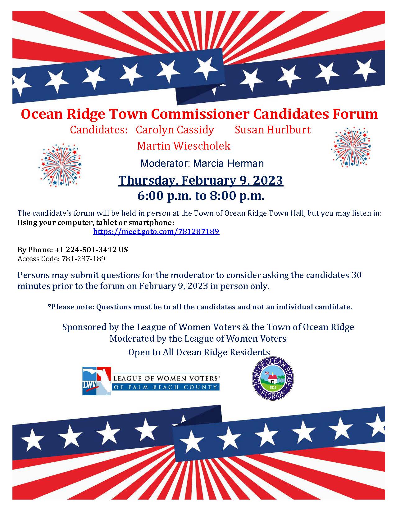 2023 Ocean Ridge Town Commissioner Candidates Forum